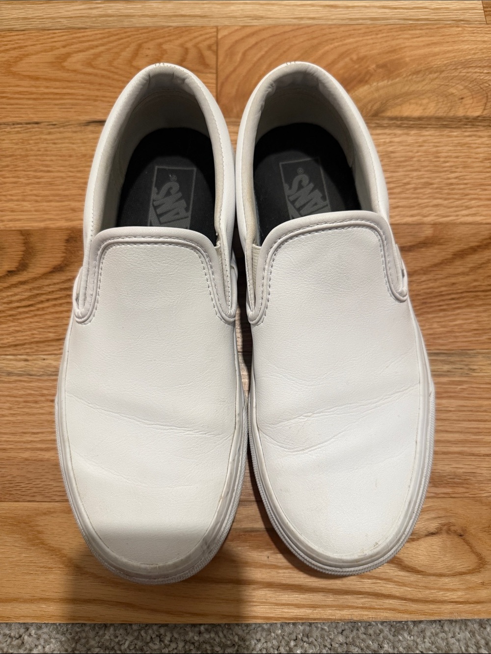 Vans White Leather Slip-On Sneakers - Picture 2 of 4